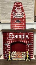 Gersten Vintage Full Size Christmas Cardboard Fireplace With Santa Tall Chimney picture