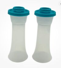 Tupperware Large Hourglass Salt and Pepper Shakers Set Teal New  picture