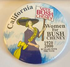Vintage Button 2000 Women for Bush Cheney Campaign Pinback Badge Pin President picture