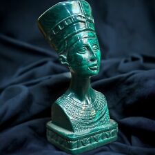 UNIQUE ANCIENT EGYPTIAN ANTIQUES Statue Queen Nefertiti Made Malachite Stone BC picture