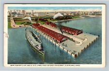 Cleveland, OH-Ohio, Pier C. & B. And D. & C. Lines, Ship, Vintage Postcard picture
