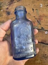 PHILLIPS MILK OF MAGNESIA Cobalt Blue Glass Bottle 5 inch Vintage Antique picture