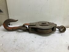 Antique Large Industrial Cast Iron Pulley & Hook Steam Punk Decorative picture