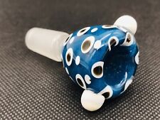 New 14mm Collectible Blue Polka Dot Premium Glass Bowl Male Joint Art USA picture