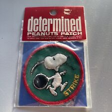 Vintage Determined Snoopy Peanuts Patch Sew On Bowling Strike NIP 2.75