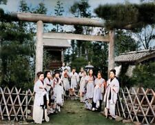 1880s JAPAN GROUP OF GIRLS PROSTITUTES  Color Tinted PHOTO  (200-D) picture