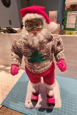 ADORABLE VTG Gemmy Skiing Santa Skis to Let it Snow* one pole, Works Well picture