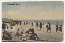 NJ ~ Summer Crowd of Bathers CAPE MAY New Jersey c1918 Hand Colored Postcard  picture