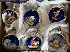 Vintage Antique Italy Mercury Glass Indent Diorama Ornaments Set Of 6 picture