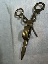 VINTAGE FOOTED BRASS CANDLE SNUFFER SCISSORS 6 1/2” Made In India picture