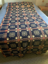 Antique Woven Wool Coverlet 39 W x 100 L picture