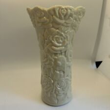 Vintage Lenox Embossed Floral Rose Paten Ivory Fine Porcelain Bud Vase 8.5