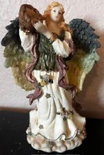Vintage Angel with Basket of Gold Stars Resin Figurine picture