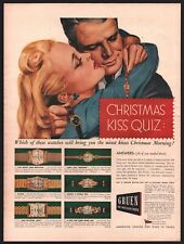 1945 Gruen Precision Watch Print Ad Christmas Morning Kiss picture