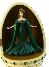 New Open Box Collectible Empress of Emeralds musical Barbie in jeweled egg gift  picture