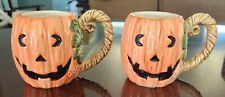 2 Vintage Omnibus Fitz and Floyd 1995 Halloween Pumpkin Mugs Nice picture