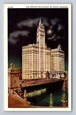 Chicago IL-Illinois, The Wrigley Buildings By Night, Antique, Vintage Postcard picture
