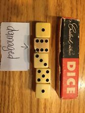 Vintage Dice Crisloid Products Mid Century (5) 1950 s  Black & White Box USA picture