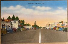 Encinitas California Main Street Scene Old Cars Postcard c1930 picture