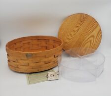 Peterboro Basket Rare Lid Oak Lazy Susan Round Woven 4 liners Storage Spins picture