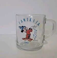 Vintage 1940 Mickey Mouse Fantasia DISNEY Mug  Commemorative Clear Glass Tea Cup picture