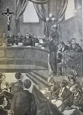 1899 Vintage Magazine Illustration Alfred Dreyfus Trial in France picture