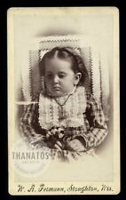 Possible Post Mortem Little Girl Holding Flowers Wisconsin CDV Photo 1800s picture