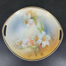 Antique 1920s CT Silesia Altwasser Germany Cake Plate Handpainted White Lily picture