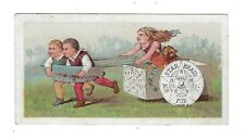 c1890's Trade Card Star Braid, Alpaca Braid, Children Playing Chariot picture