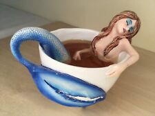 **VINTAGE EBROS AMY BROWN TEACUP MERMAID RELAXING TIME SCULPTURE FIGURINE BLUE picture