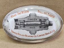 Antique Timken Roller Bearing Axle Co Advertising Glass Paper Weight Canton OH picture