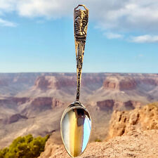 Grand Canyon Arizona Vtg Sterling Silver Souvenir Spoon FRONT + BACK Scenes picture