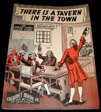 THERE IS A TAVERN IN TOWN 1939 AMERICAN COLONIAL ART & MUSIC SHEET WILLIAM HILLS picture