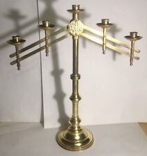 Important 19th century 65cm Church Brass Candlestick Adjustable Church Candlestick picture