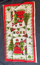 Vintage Holiday Linen Kitchen Tea Towel Carolers Noel Christmas Tree 28