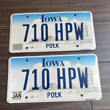 2 Vintage Iowa Polk County Farm License Plates Matching Pair 710 HPW picture