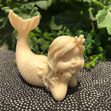 Natural Genuine Tagua Nut Carved mermaid Decor reiki healing gift 1PC picture