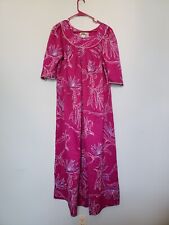 Vtg Hilo Hattie Womens M Mumu Dress Pink Floral Hawaii Lounge Wear Casual FLAW picture