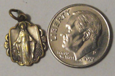 Vtg ornate religious Miraculous Virgin Mary small pendant charm medal picture