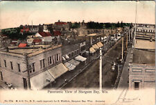 STURGEON BAY, WISCONSIN - PANORAMIC VIEW OF TOWN - 1906 UNDIVIDED BACK POSTCARD picture