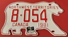 1981 1982 Canada Northwest Territories License Plate 8-054 Bear Shaped picture