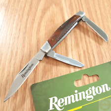 Remington Woodland Stockman Folding Knife Stainless Steel Blades Wood Handle picture