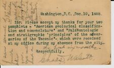 RARE “Paleontologist” Charles Doolittle Walcott Hand Written Note On Postcard picture