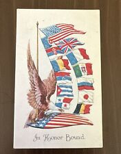 In Honor Bound US and WWI Allies Flags Bald Eagle IPCC IPCN Postcard picture
