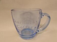 Starbucks Clear Blue Tinted Etched Glass 15.5oz Coffee Mug Cup Barista picture