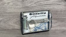 Vintage Gillette Fatboy Adjustable 1959 E 4 Safety Razor 1-9 DE With Case picture