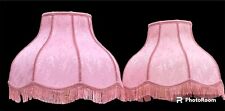 Vintage Dusty Rose Set Of Lampshades With Fringe And Embroidery picture
