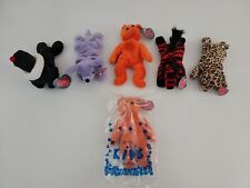 Avon full o beans plush lot Of 6 vintage toys Multi-Color Bear Zebra Cheetah NWT picture