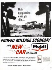 1959 Mobil Oil Vintage Print Ad The New Car Gasoline Proved Mileage Economy  picture