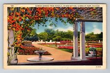 Chicago, IL-Illinois, Sunken Garden Pergola Humboldt c1938, Vintage Postcard picture